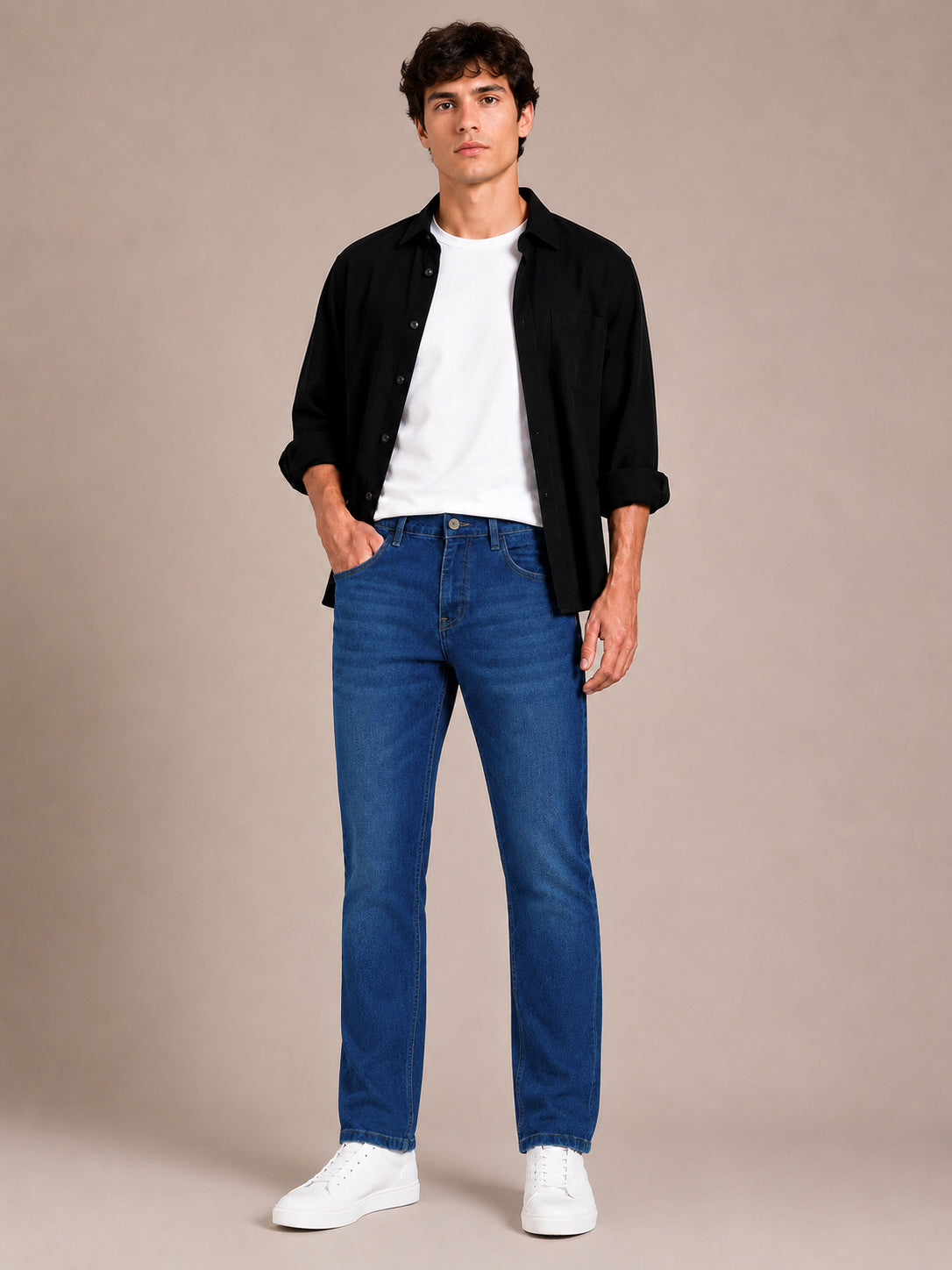 Mid Blue Washed Slim Fit Jeans