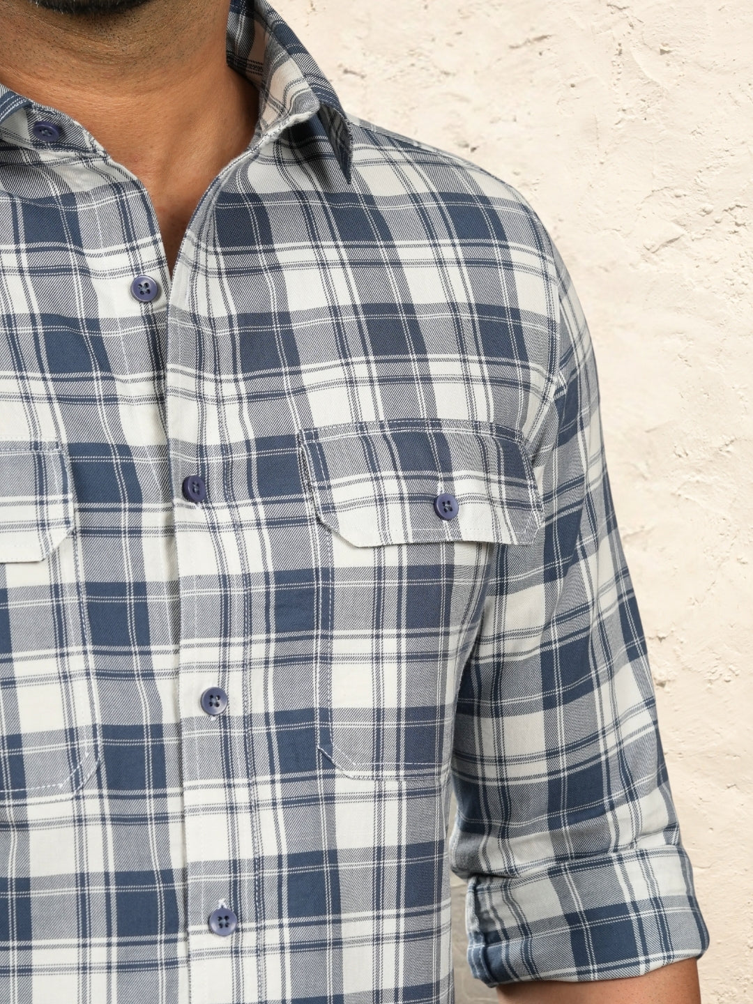 Cameo Blue checks shirt