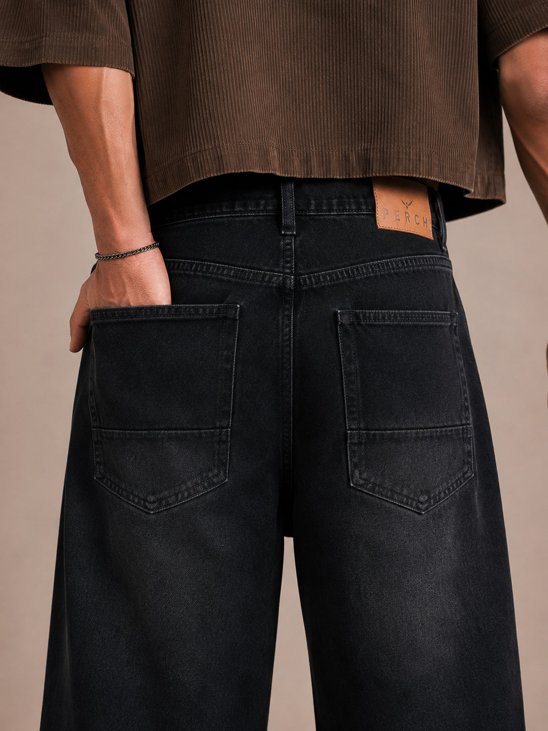 Black Washed Wide Flared Jeans