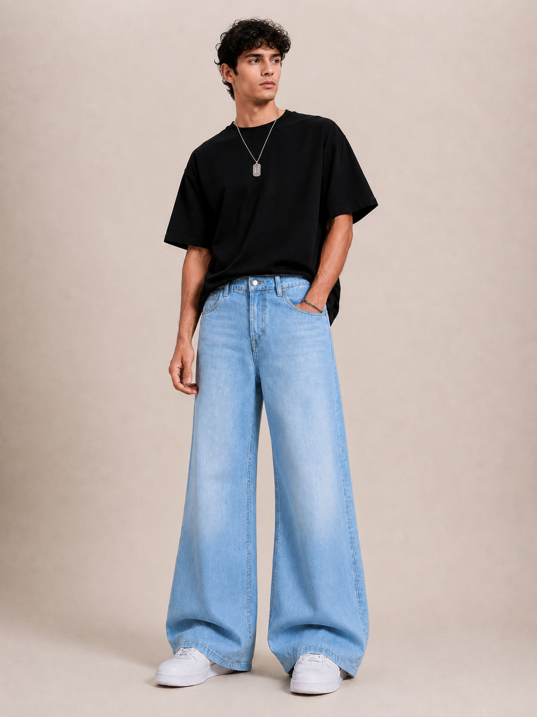 Light Blue Washed Flared Jeans