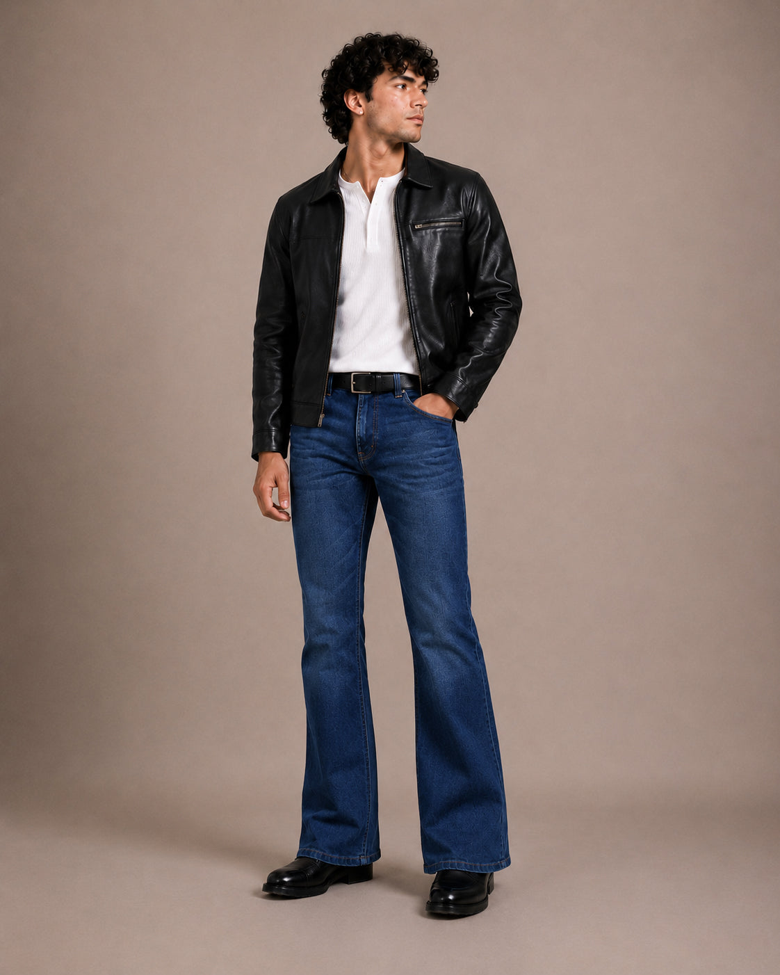 Dark Blue Washed Bootcut Jeans