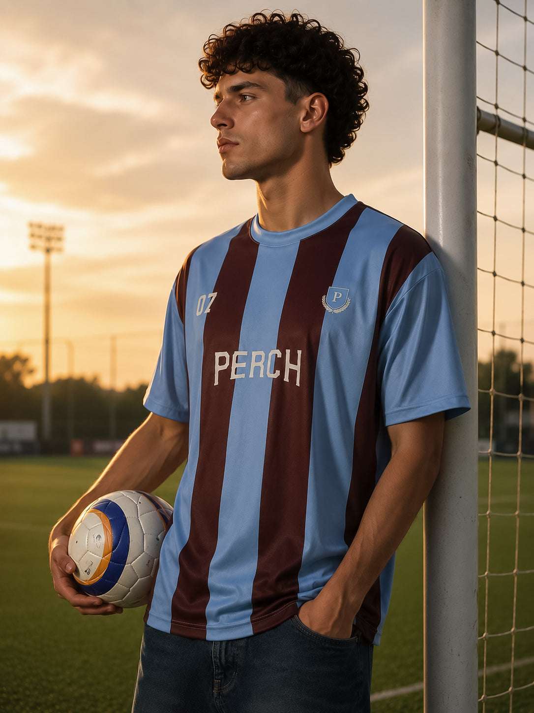 Blue and Brown Jersey Tshirt oversized Fit - Half Sleeve