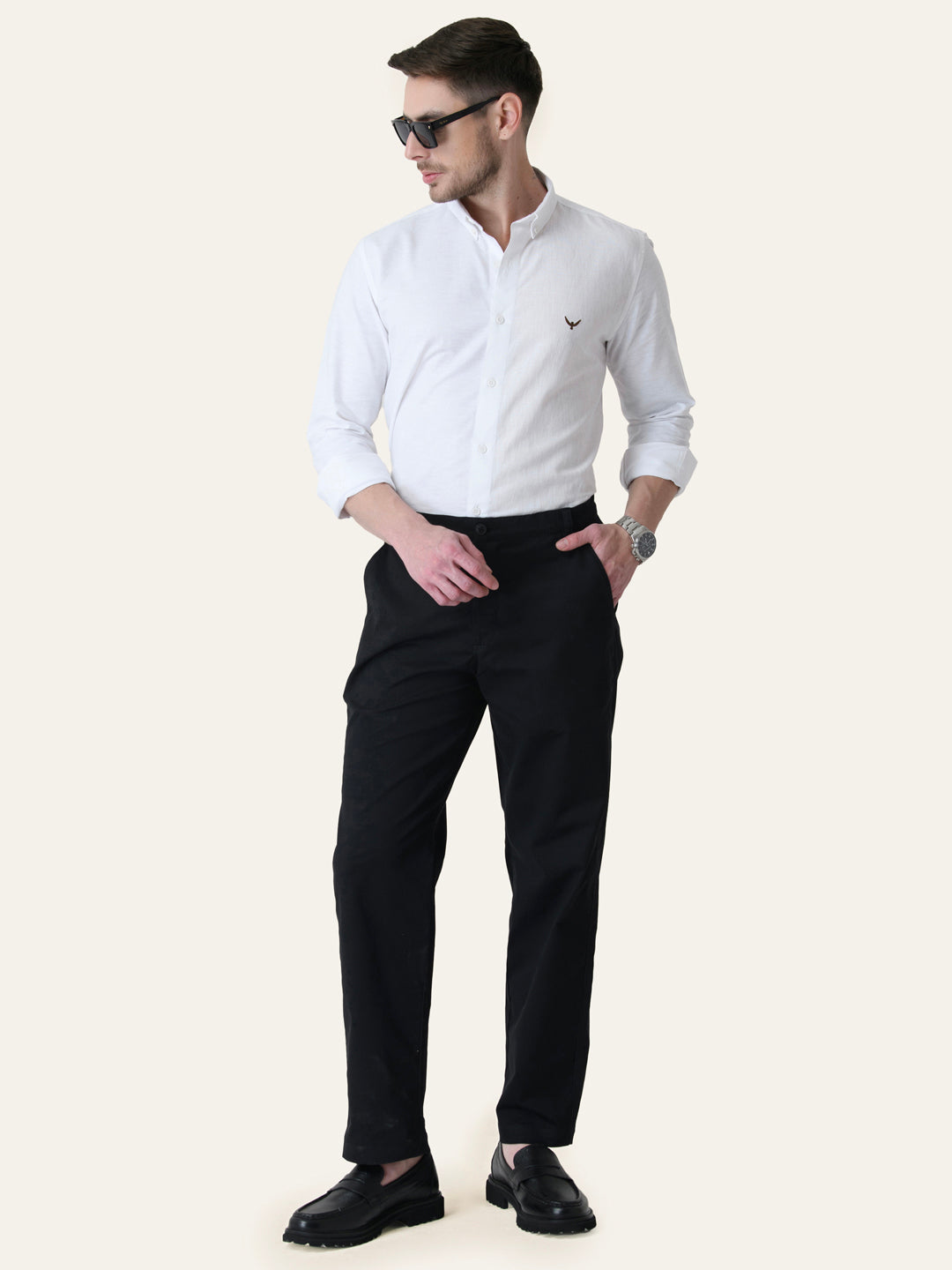 Black Solid Slim Fit Chinos