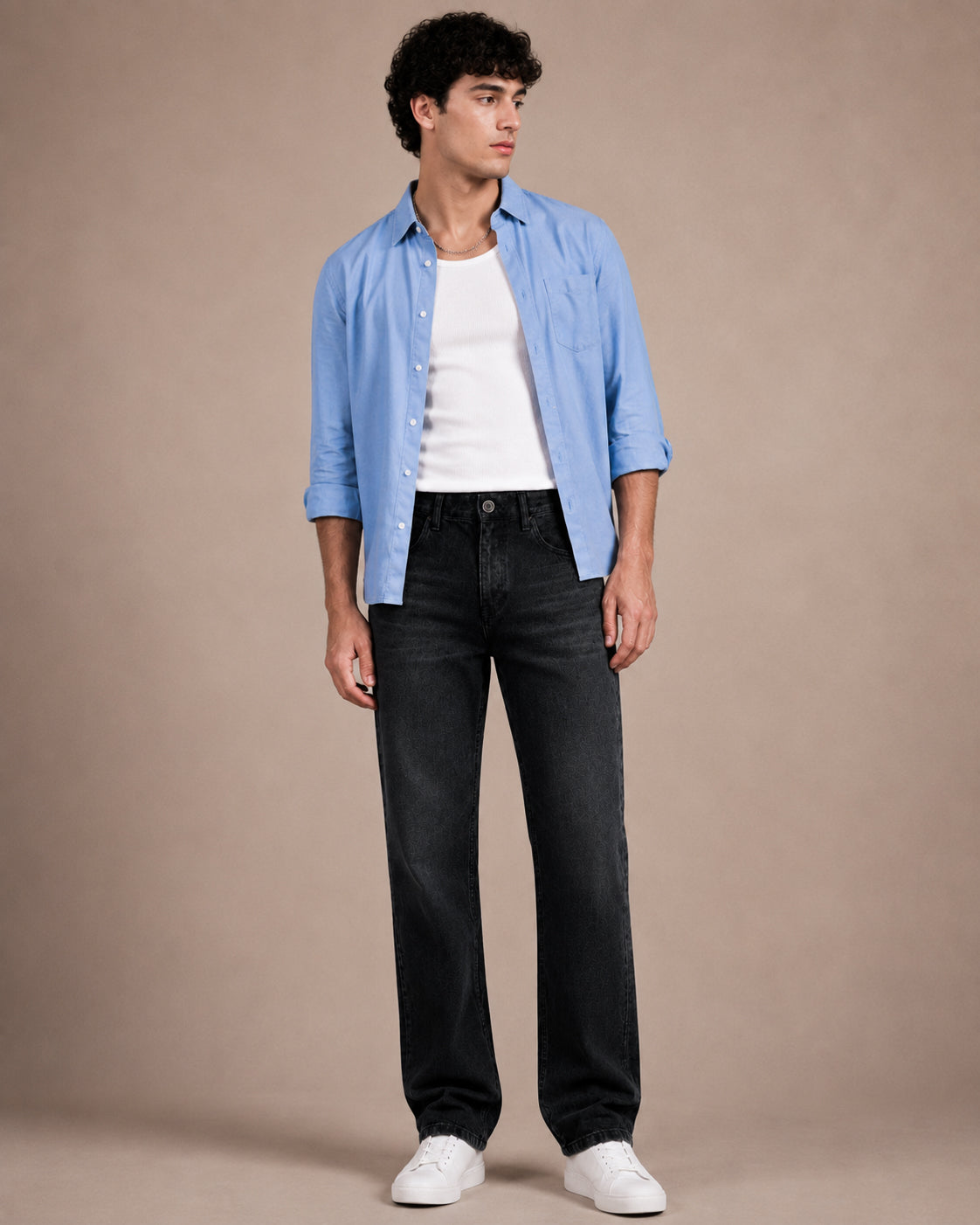Black Washed Straight Fit Jeans