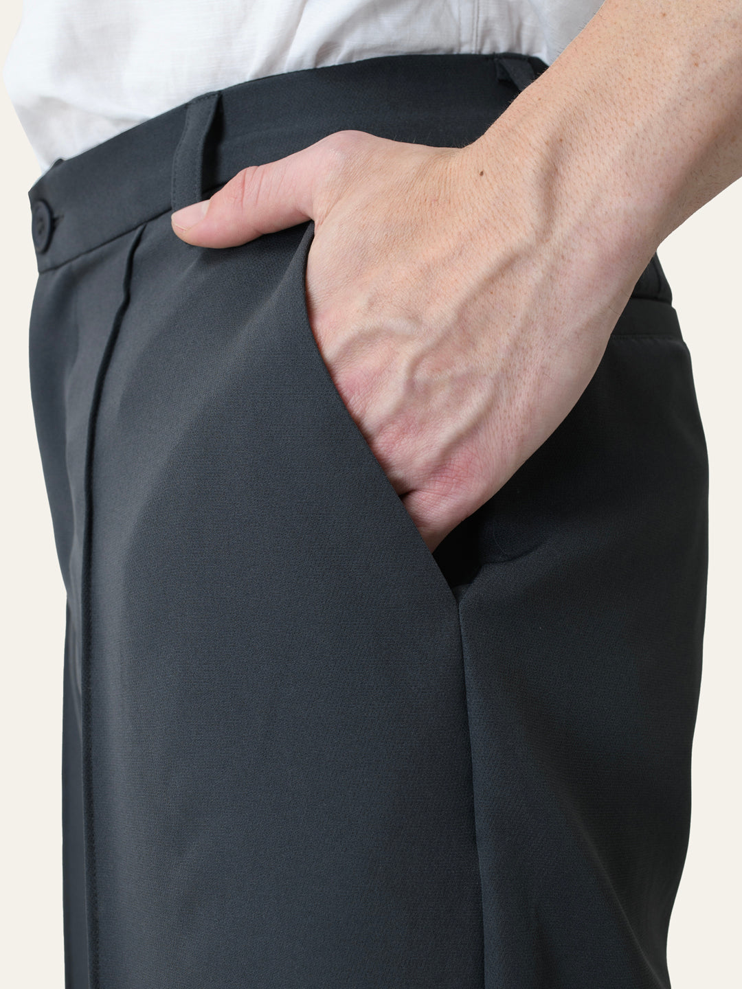 Dark Grey Solid Pintuck Korean Pants