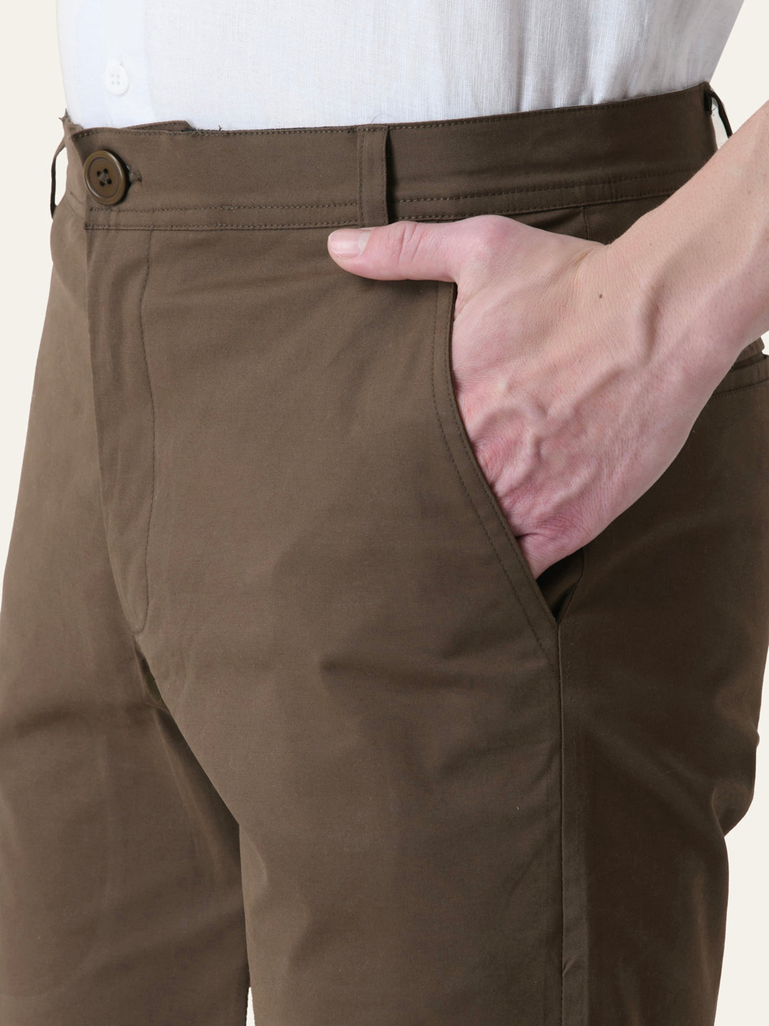 Brown Solid Slim Fit Chinos