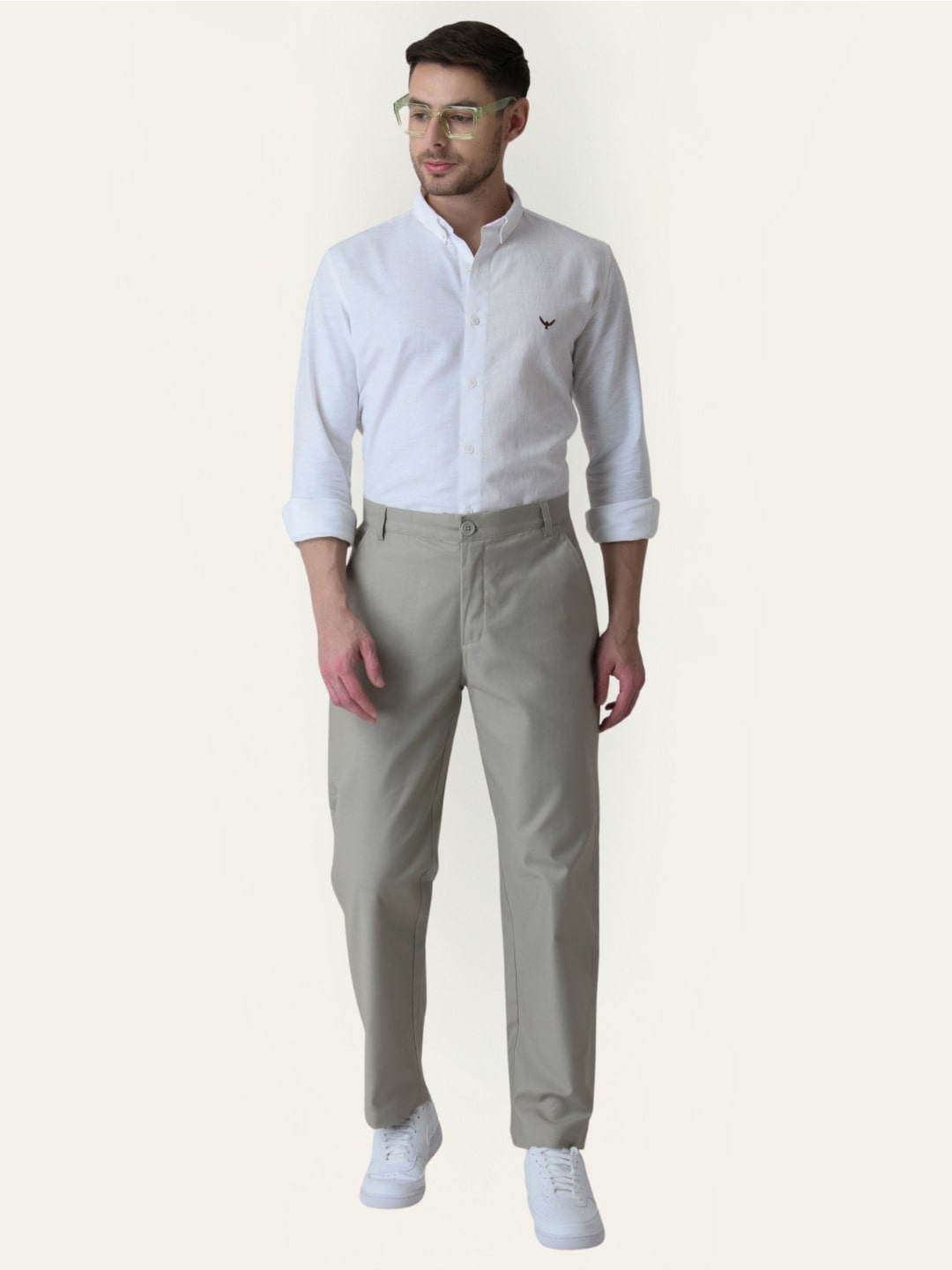 Grey Solid Slim Fit Chinos