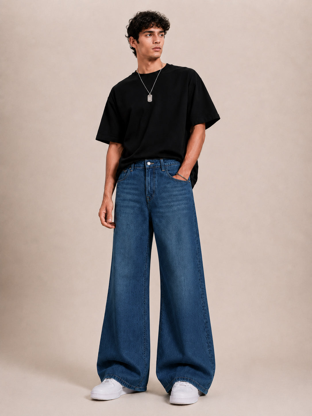 Teal Blue Washed Flared Jeans