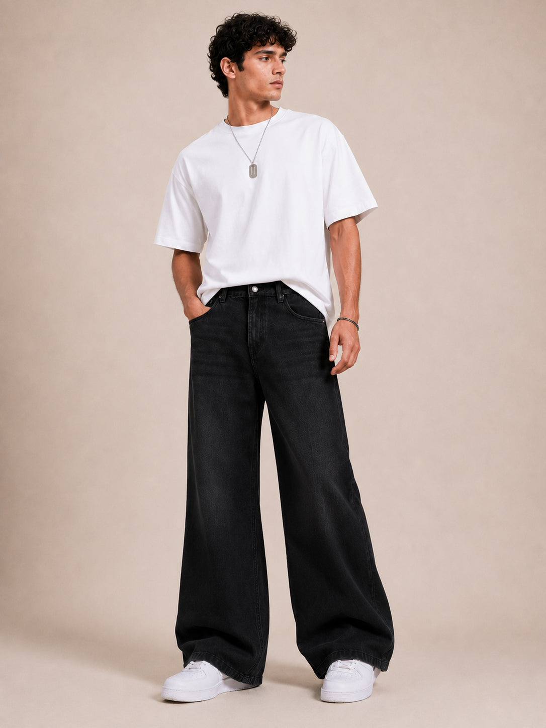 Black Washed Flared Jeans