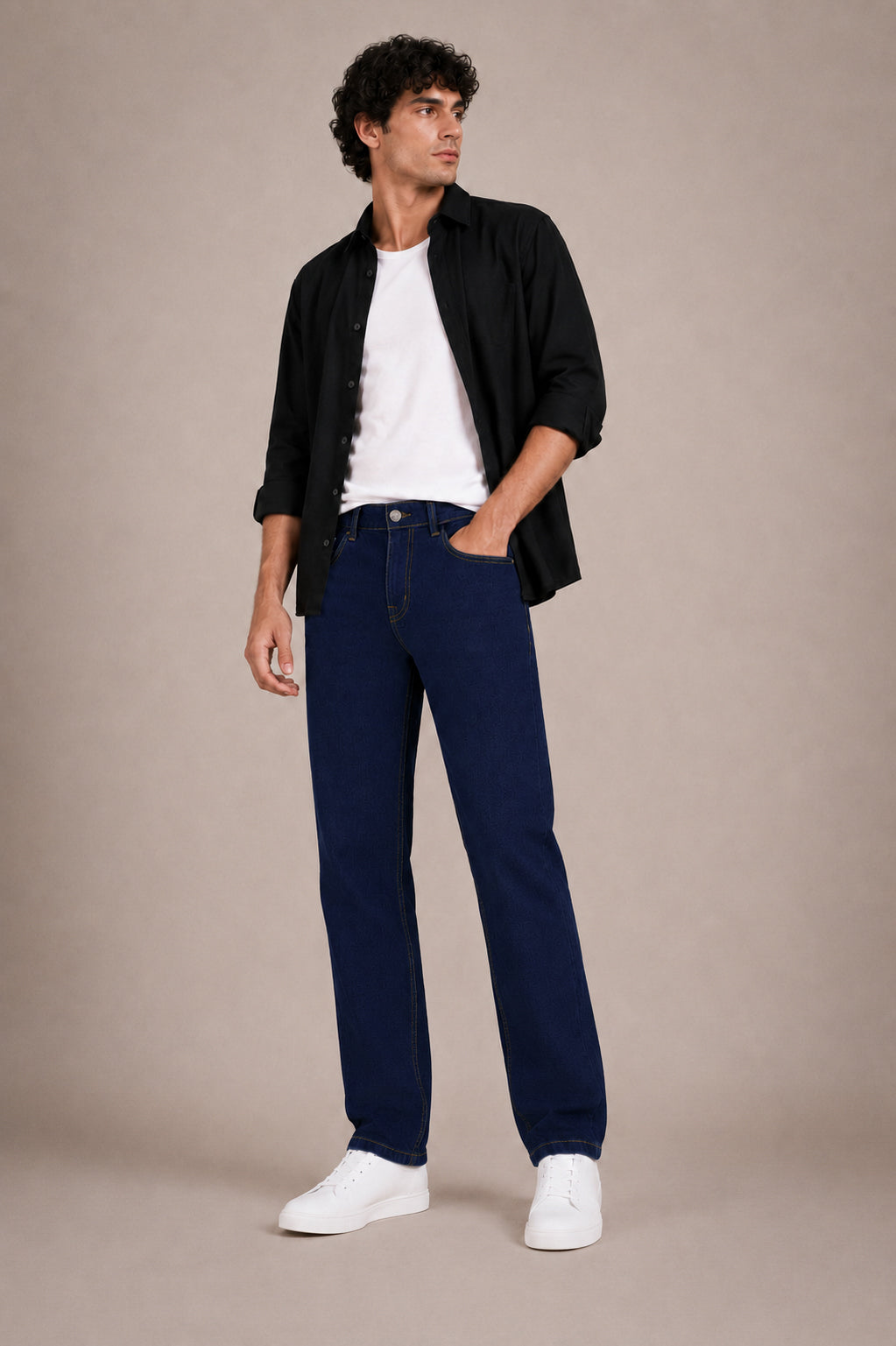 Navy Blue Straight Fit Jeans