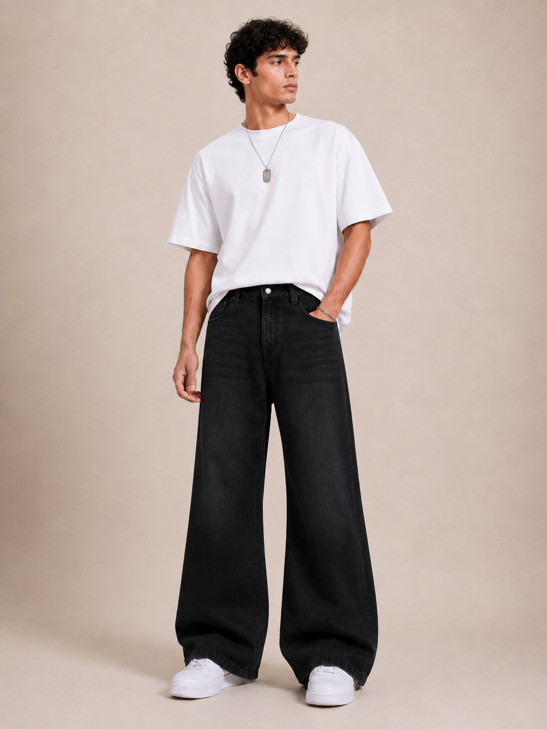 Black Washed Flared Jeans
