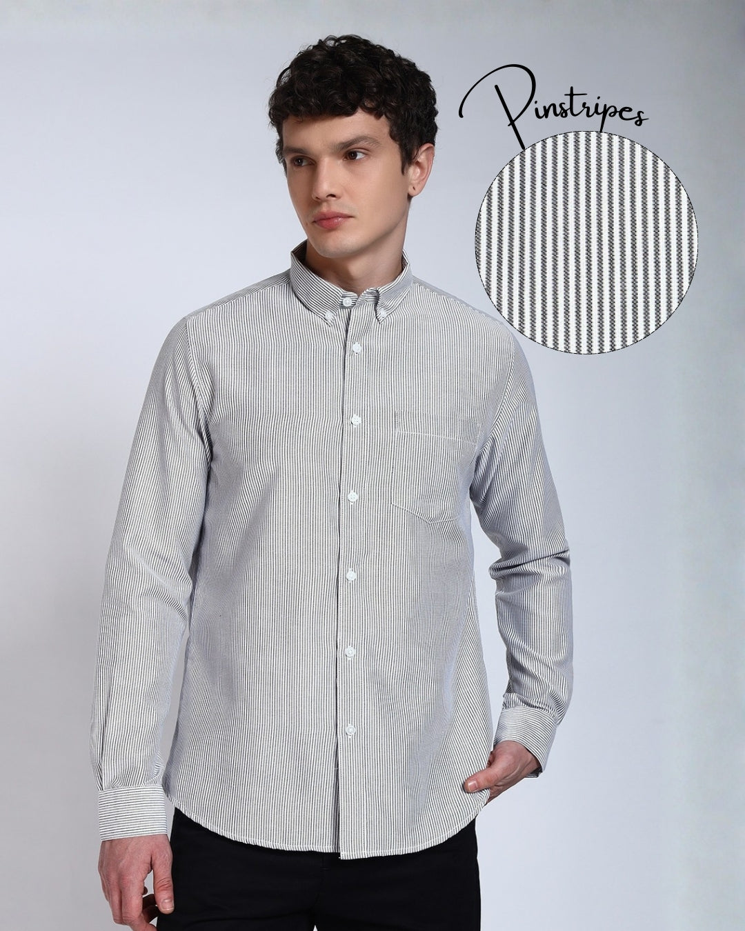 Bottle Green Striped Slim Fit Cotton Shirt