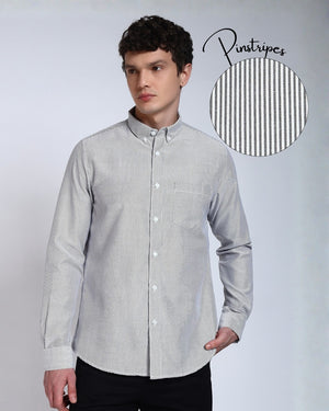 Bottle Green Striped Slim Fit Cotton Shirt