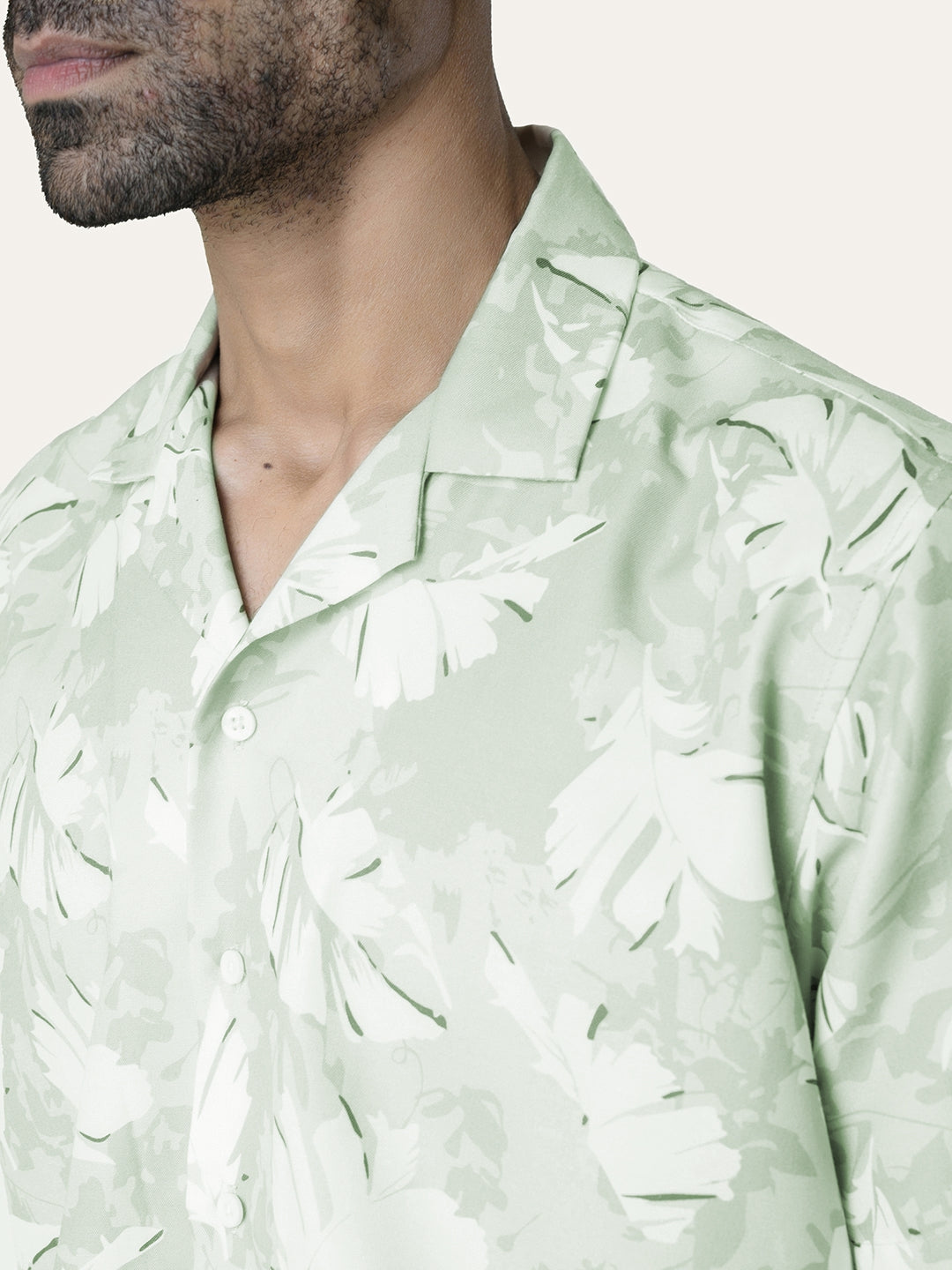 Light Green Printed Rayon Shirt