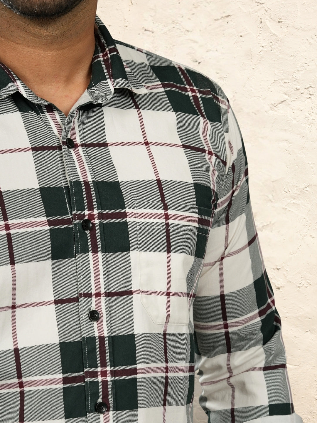Green Checks Cotton Shirt