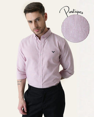 Red Striped Slim Fit Cotton Shirt