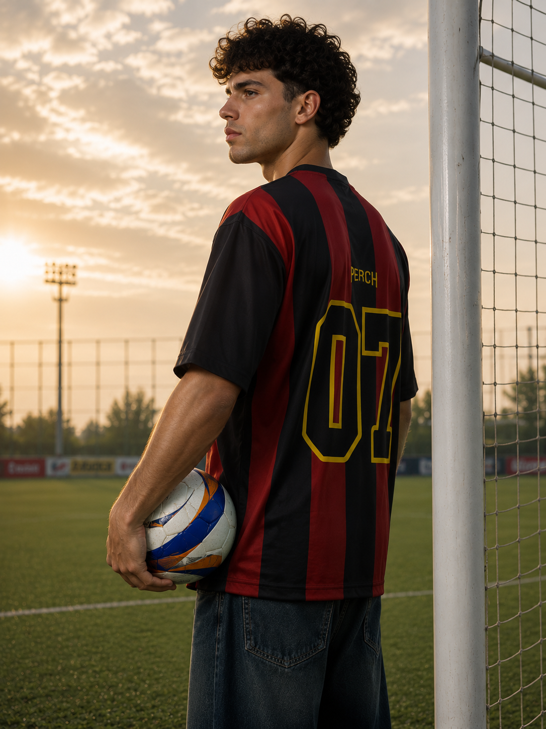 Red and Black Football Jersey Tshirt