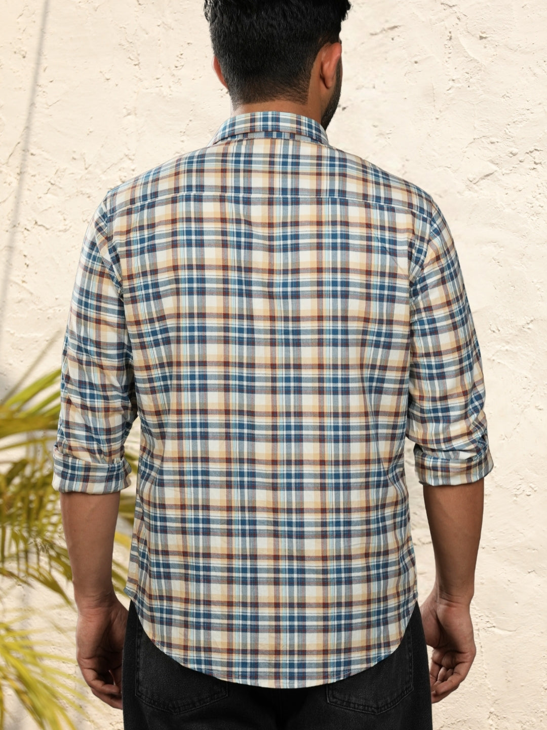 Cream Checks Cotton Shirt
