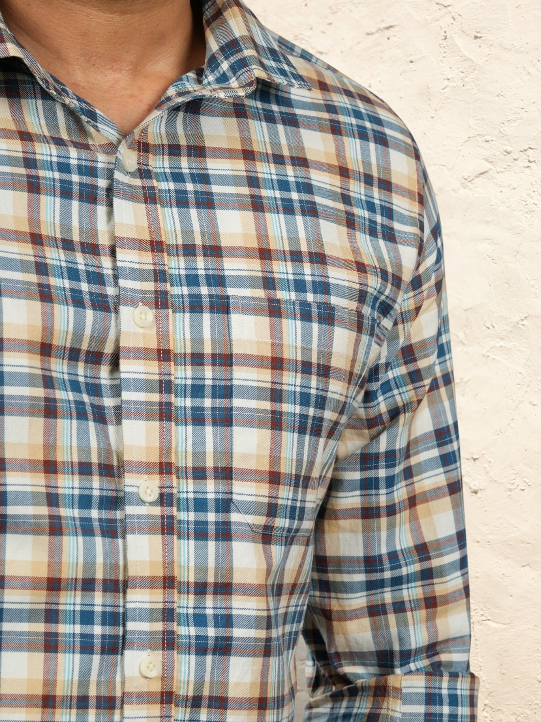 Cream Checks Cotton Shirt