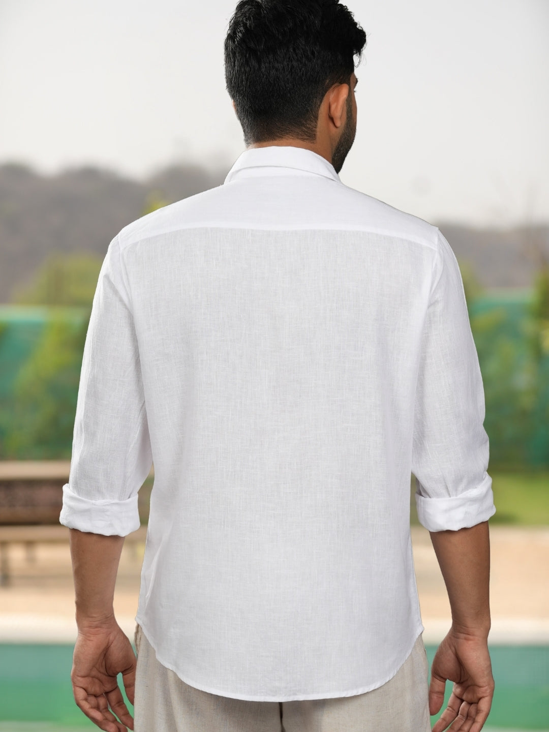 Premium White Solid Linen Casual shirt