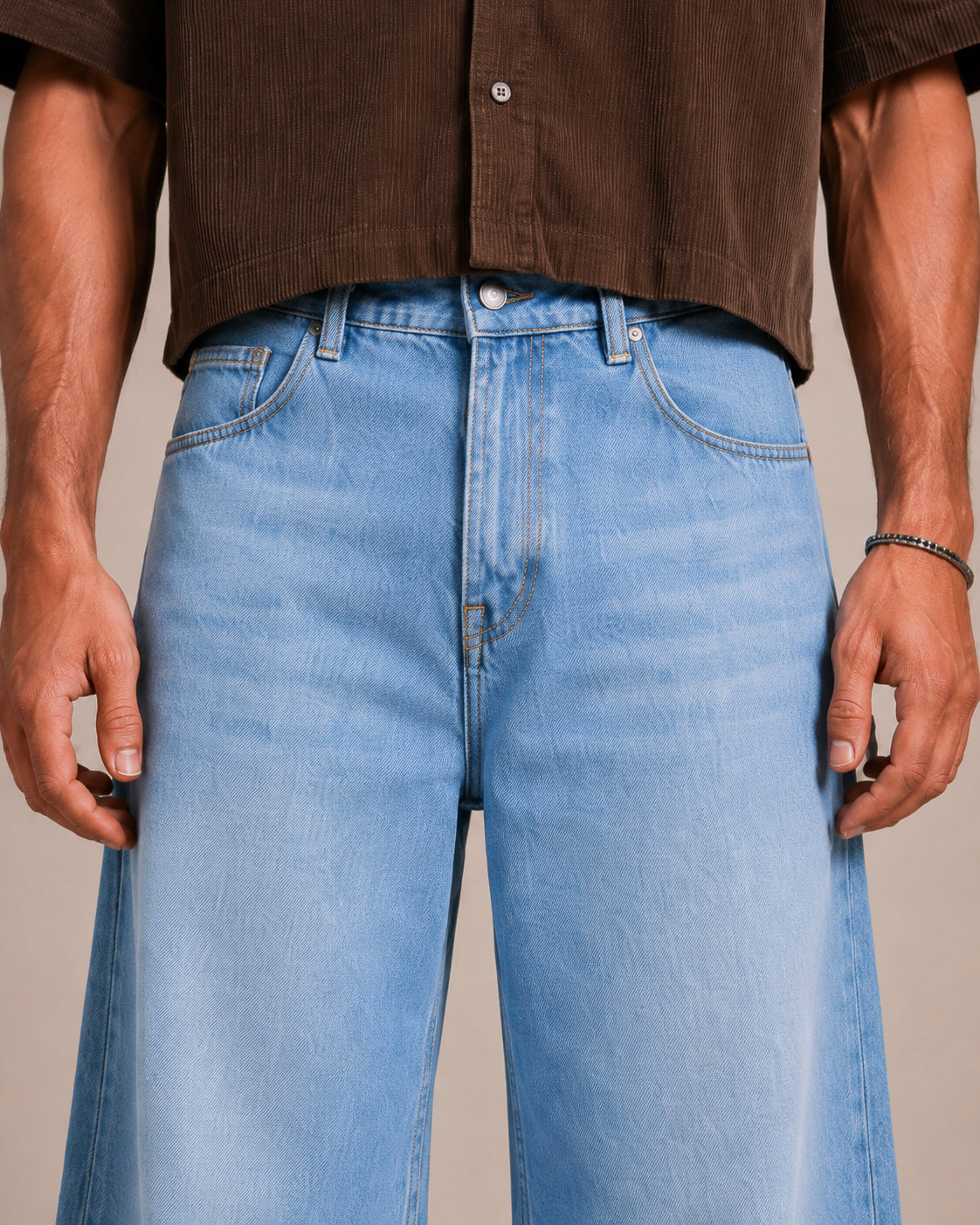 Light Blue Washed Wide Flared Jeans