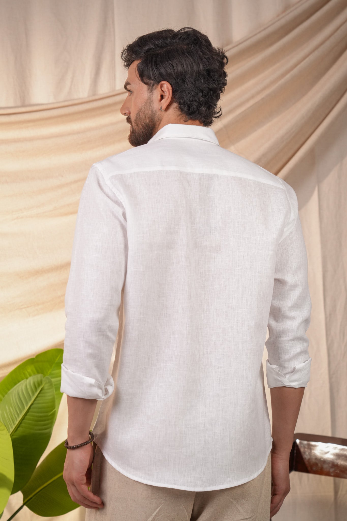 White 100% Pure Linen Solid Shirt