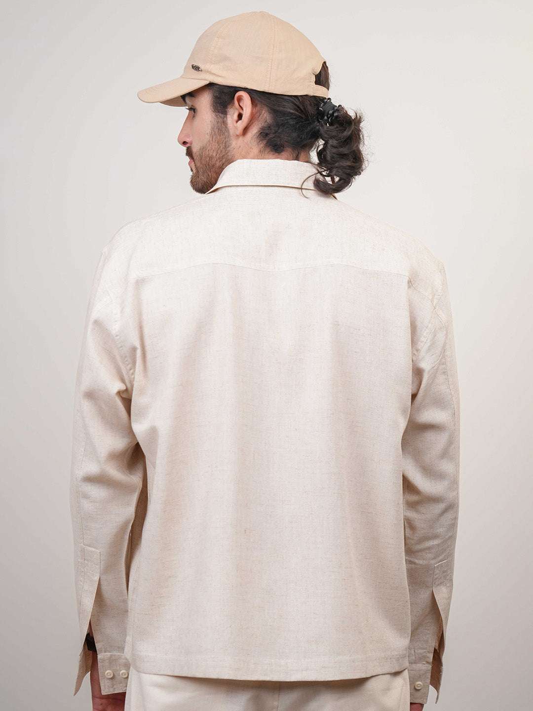 Natural Grains Solid Linen Cotton Boxy Fit Shirt