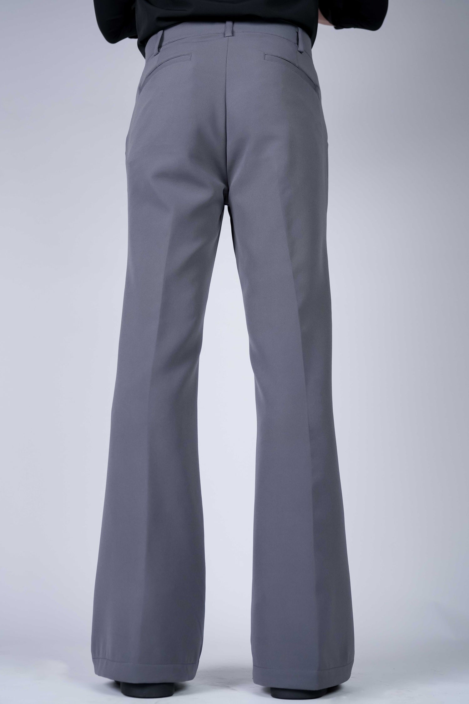 Steel Grey Solid Boot Cut Fit Pants