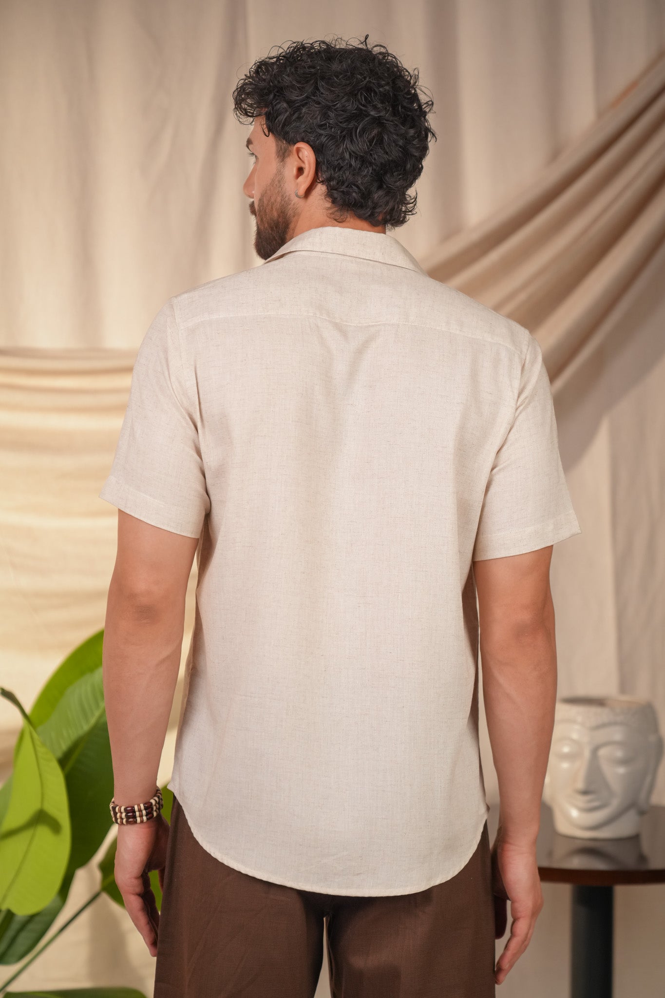 Natural Grains Solid Linen Cotton Slim Fit Shirt