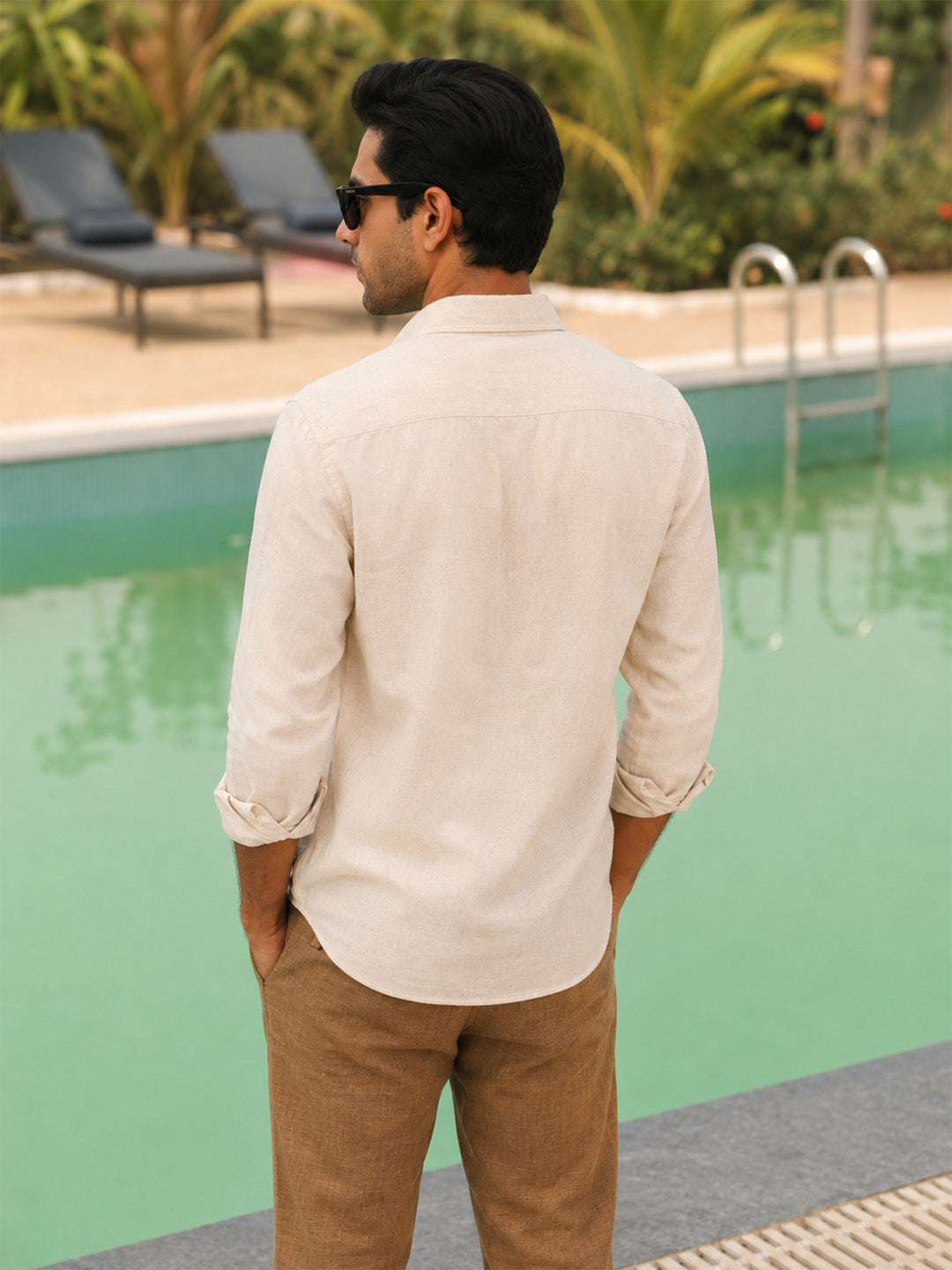 Natural Grain Ivory Pre-Washed Linen Cotton Shirt