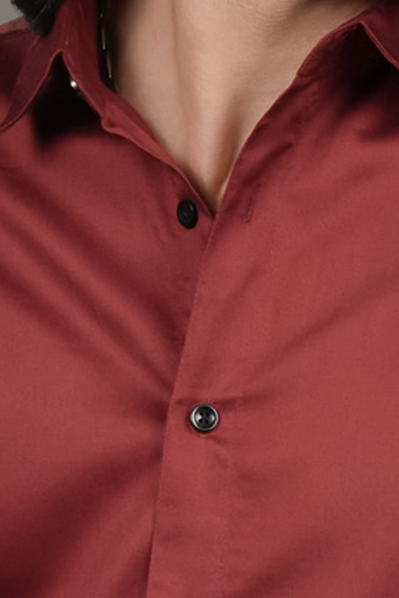 Intense Red Solid Cotton Satin Slim Fit Shirt