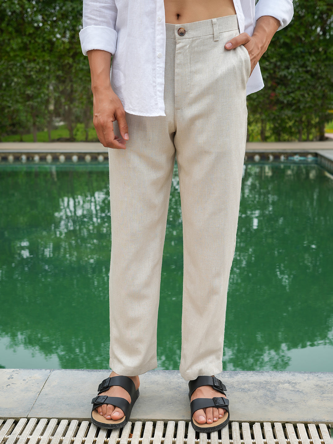 Natural Grain Solid Linen Trouser