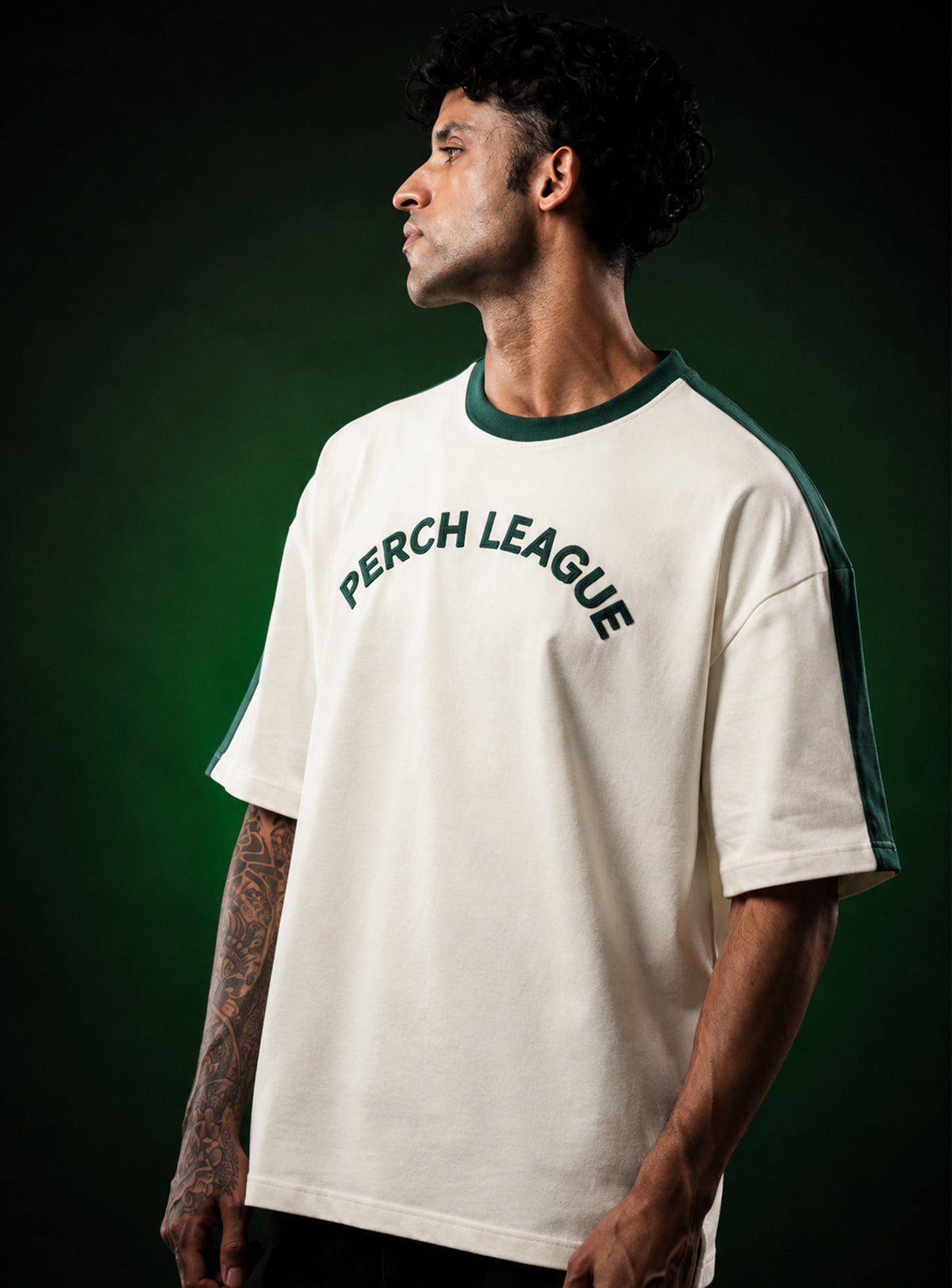 Cream Perch League Cotton Oversized Tshirt for Men & Women