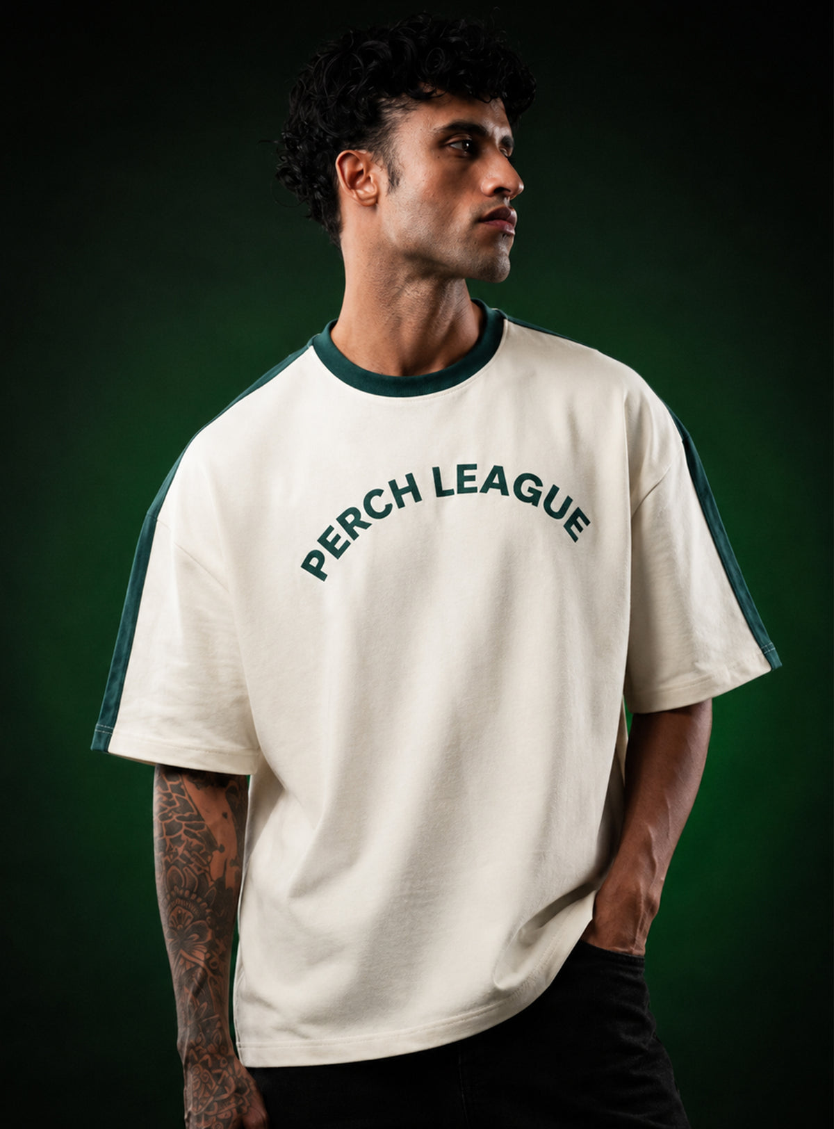 Cream Perch League Cotton Oversized Tshirt for Men & Women