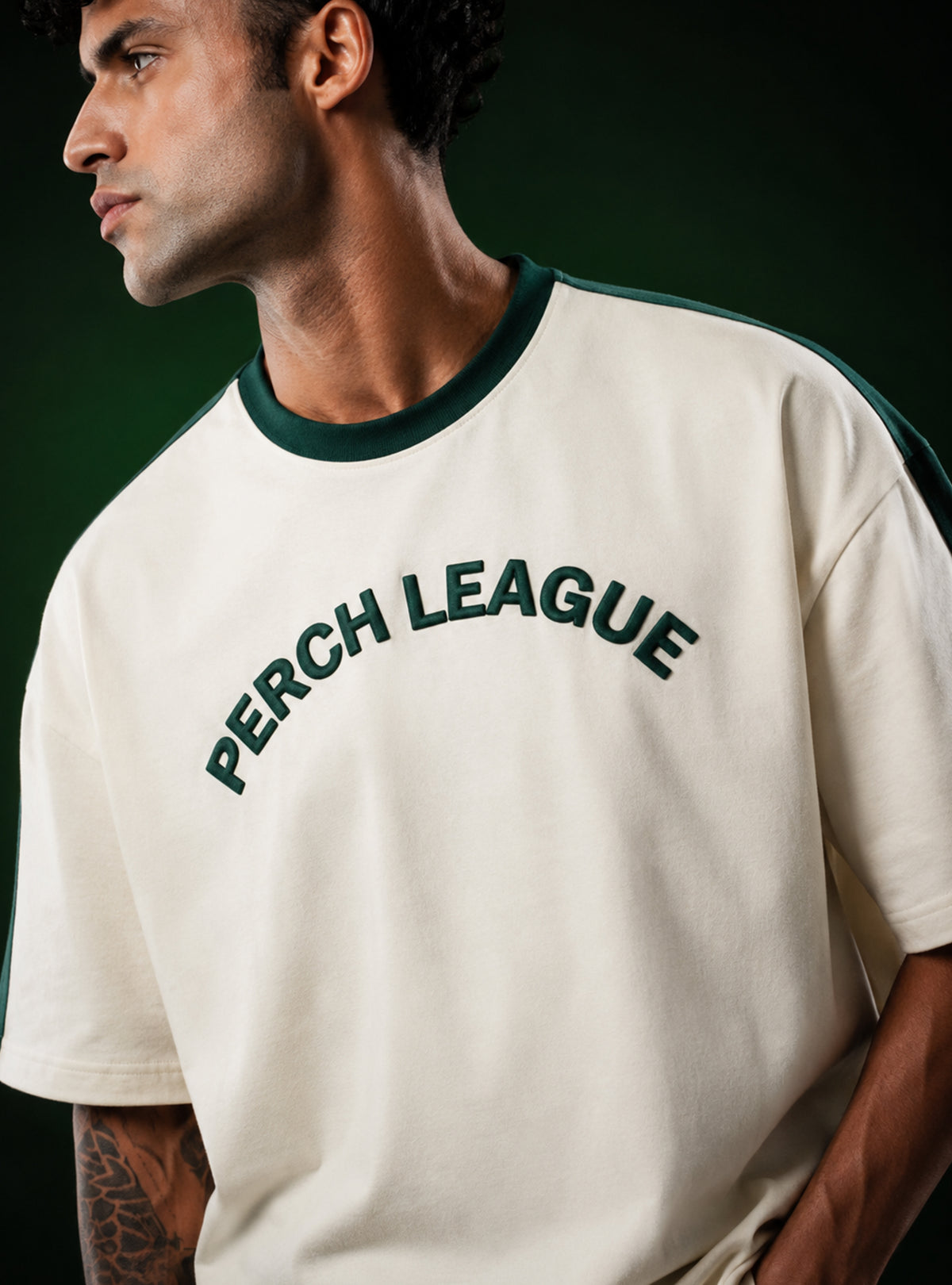 Cream Perch League Cotton Oversized Tshirt for Men & Women