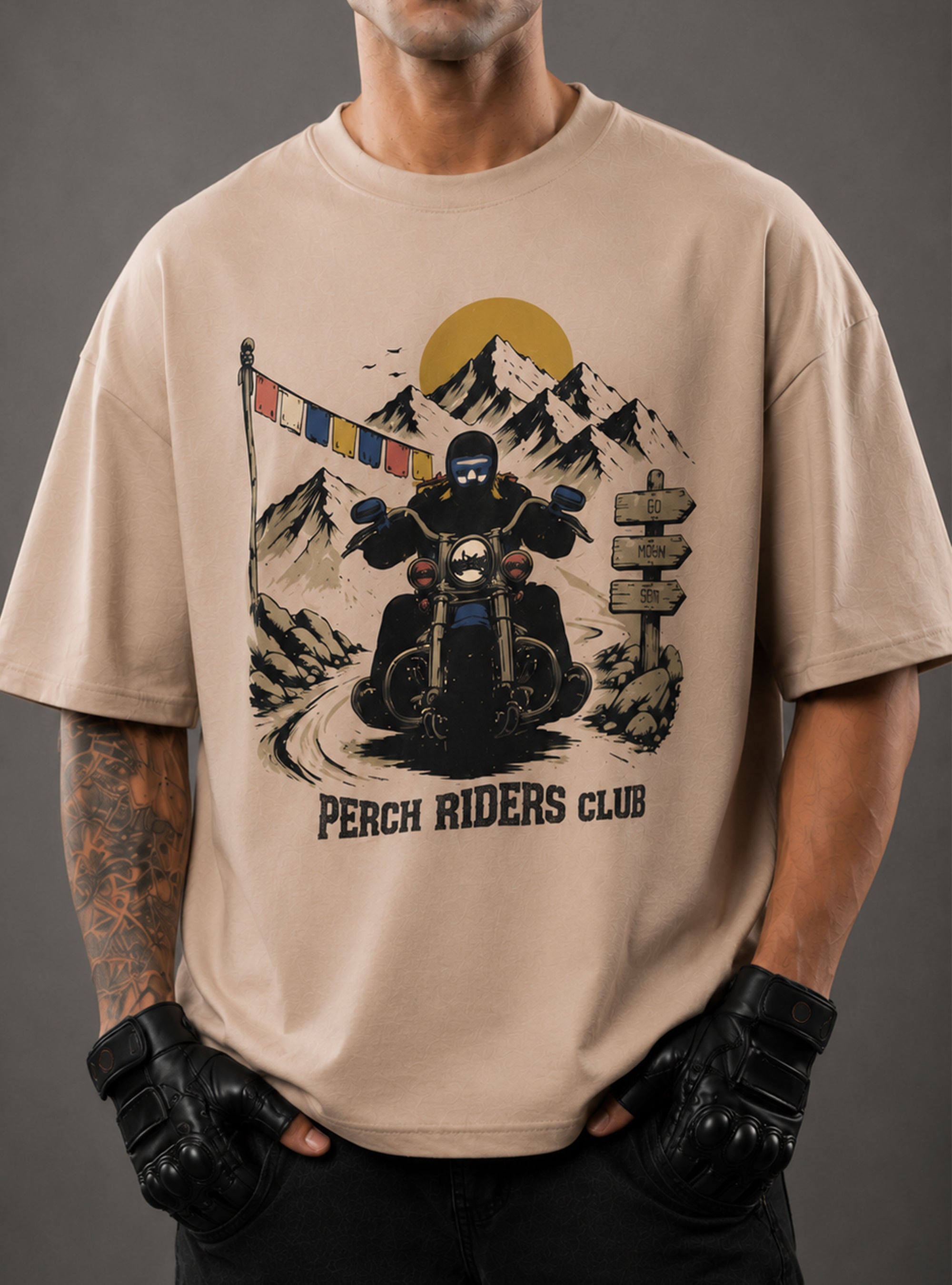 Camel Mountain Print Oversized Tshirt