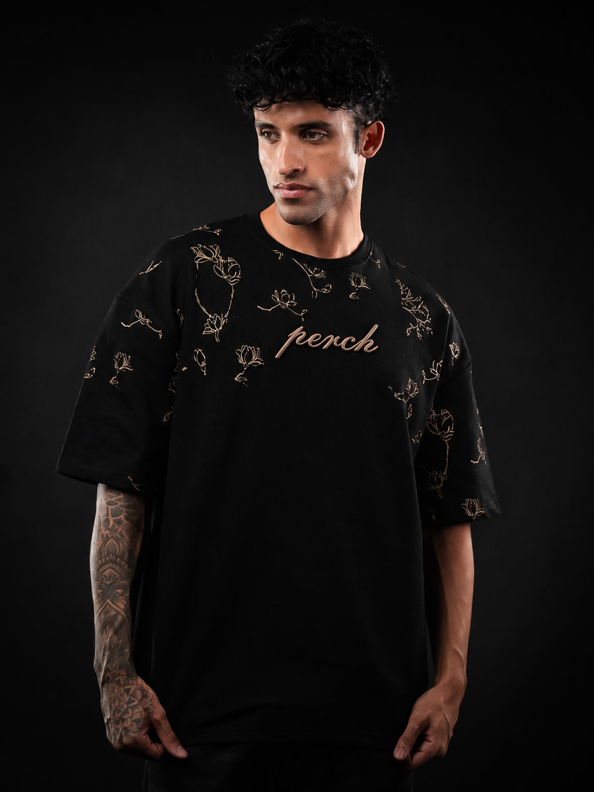 Black Eagle Print Oversized Tshirt