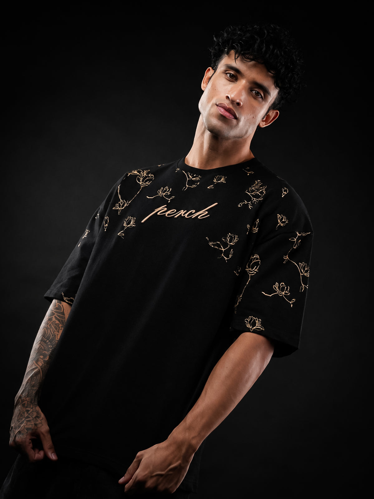 Black Eagle Print Oversized Tshirt