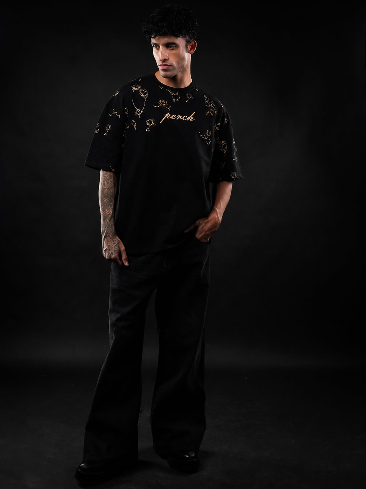 Black Eagle Print Oversized Tshirt