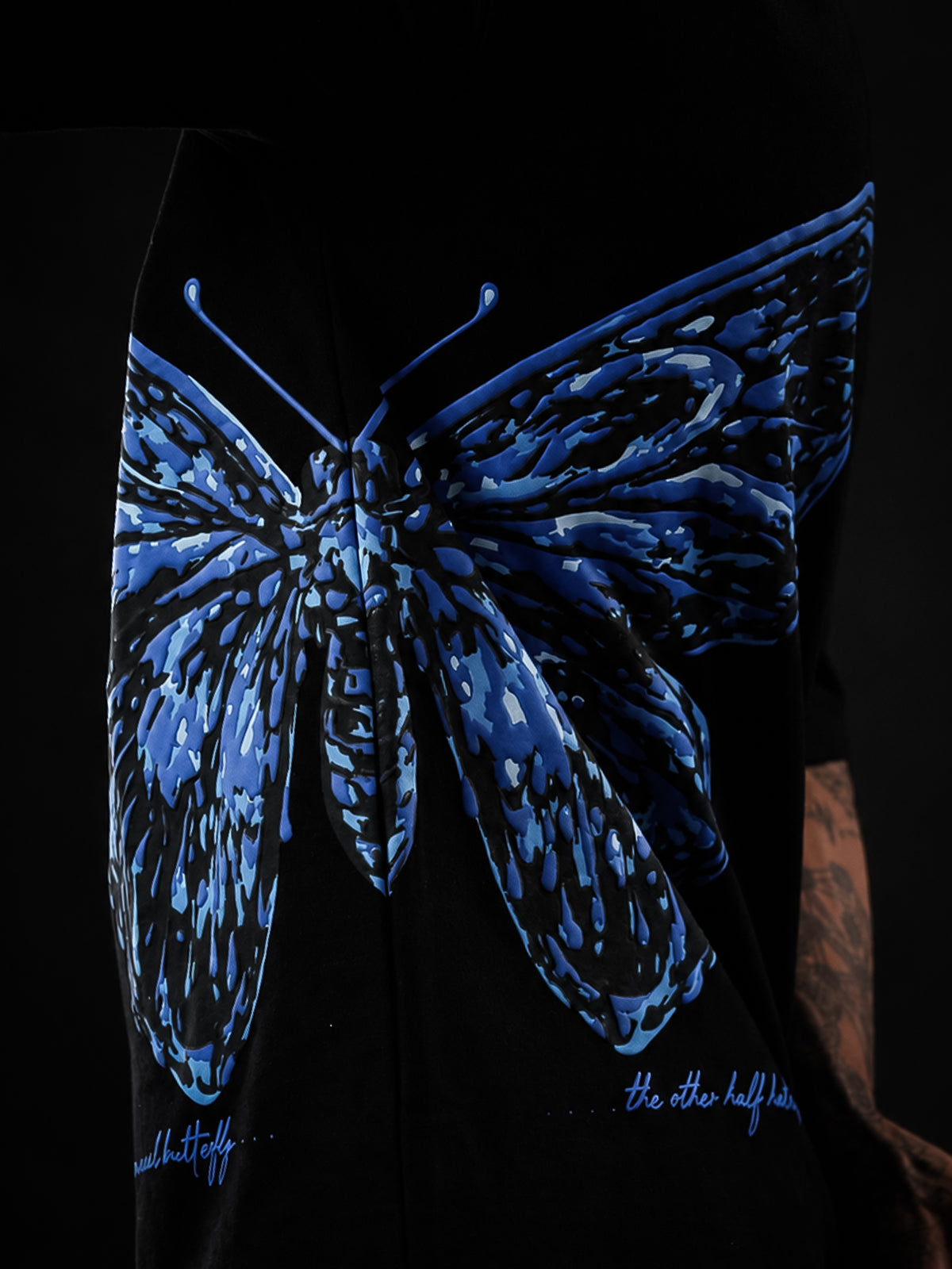 Black Butterfly Print Oversized Tshirt