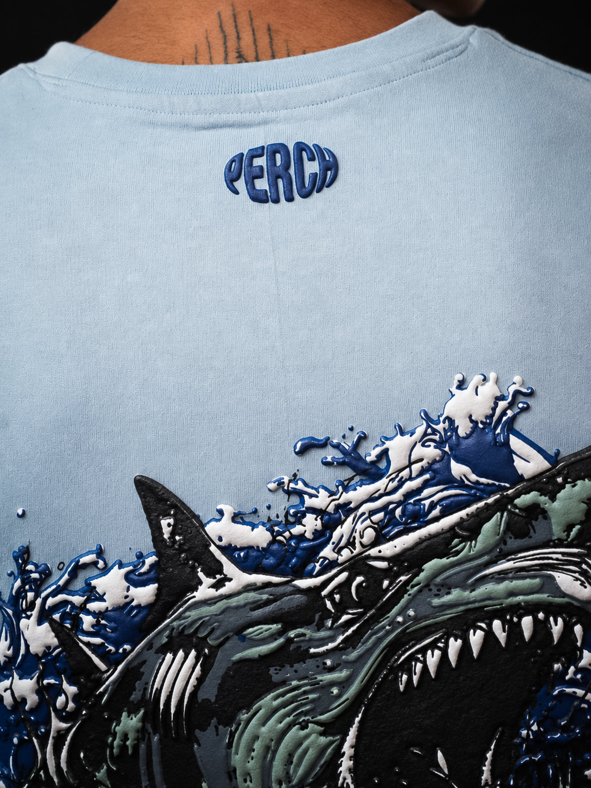 Sky Bue Shark Print Oversized Tshirt