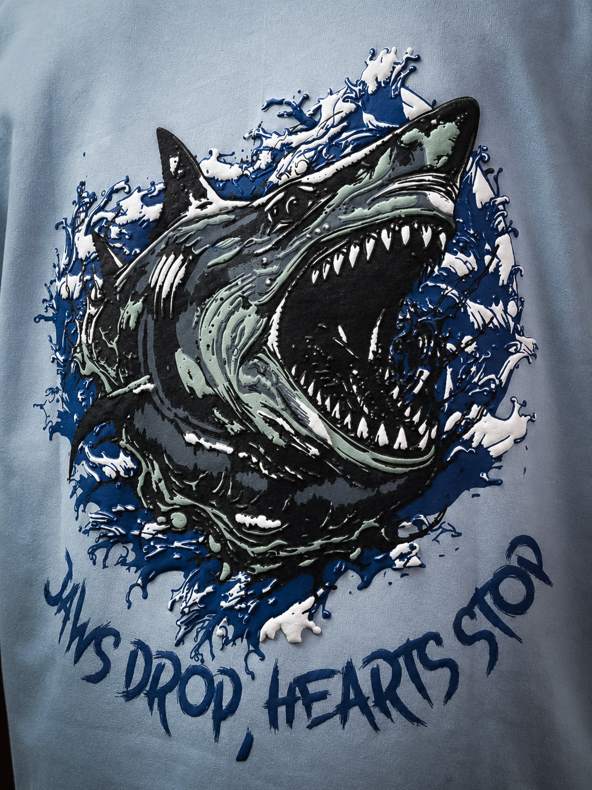 Sky Bue Shark Print Oversized Tshirt