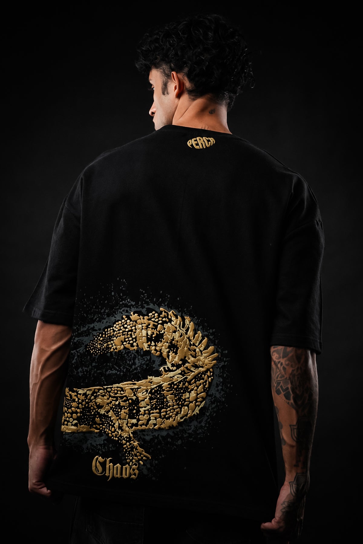 Black Crocodile Print Oversized Tshirt