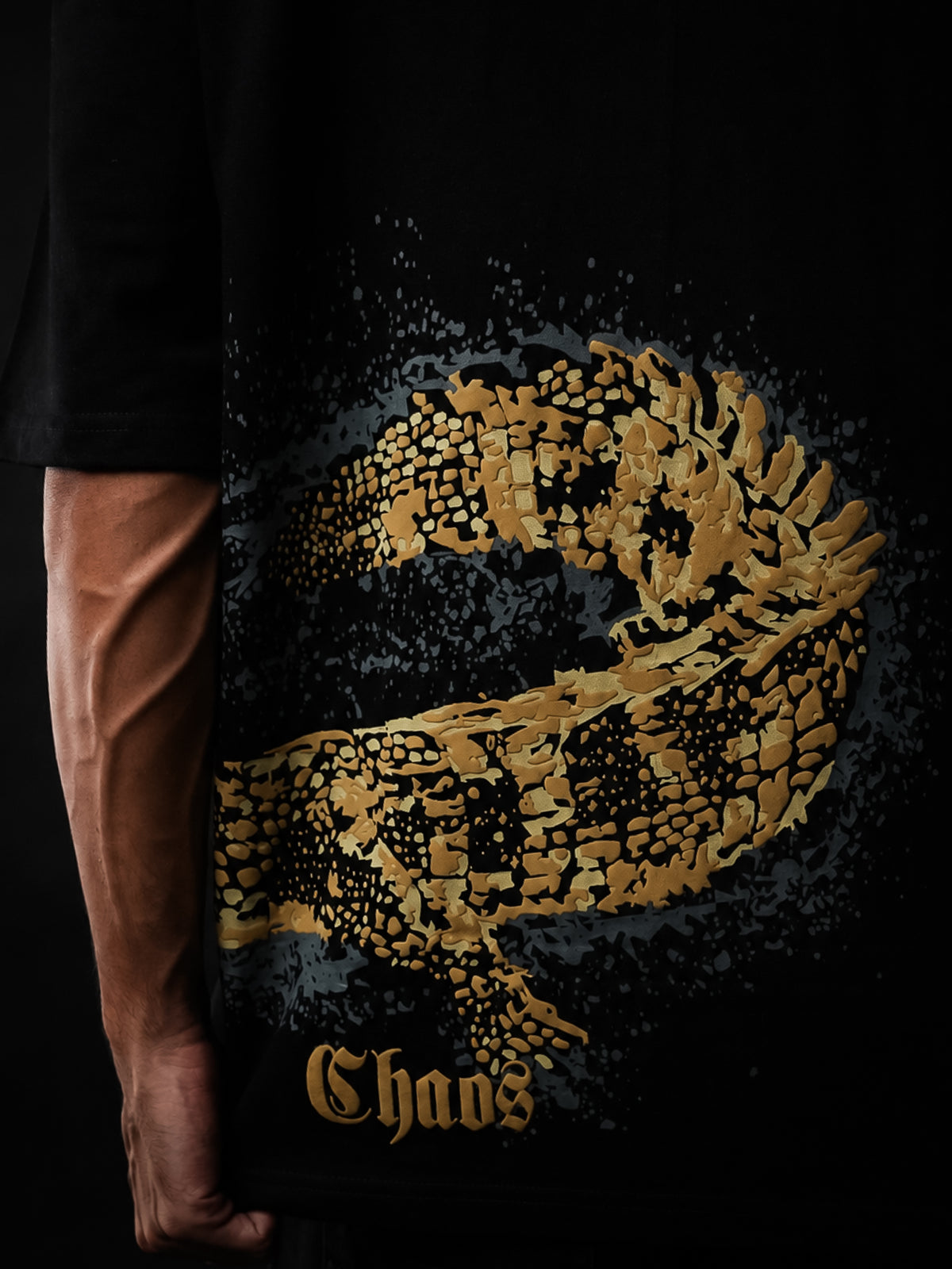 Black Crocodile Print Oversized Tshirt