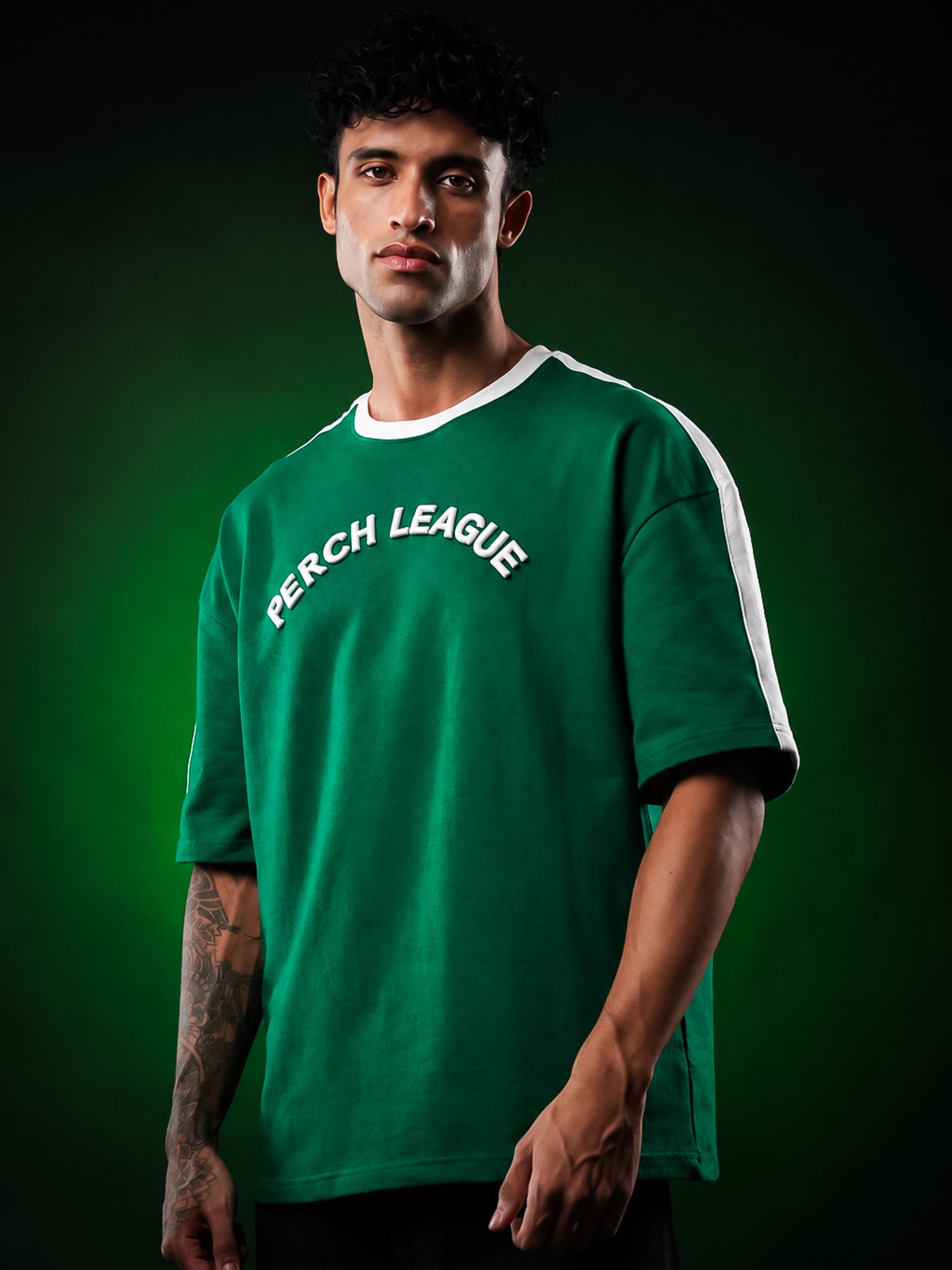 Forest Green Perch League Cotton Oversized Tshirt for Men & Women