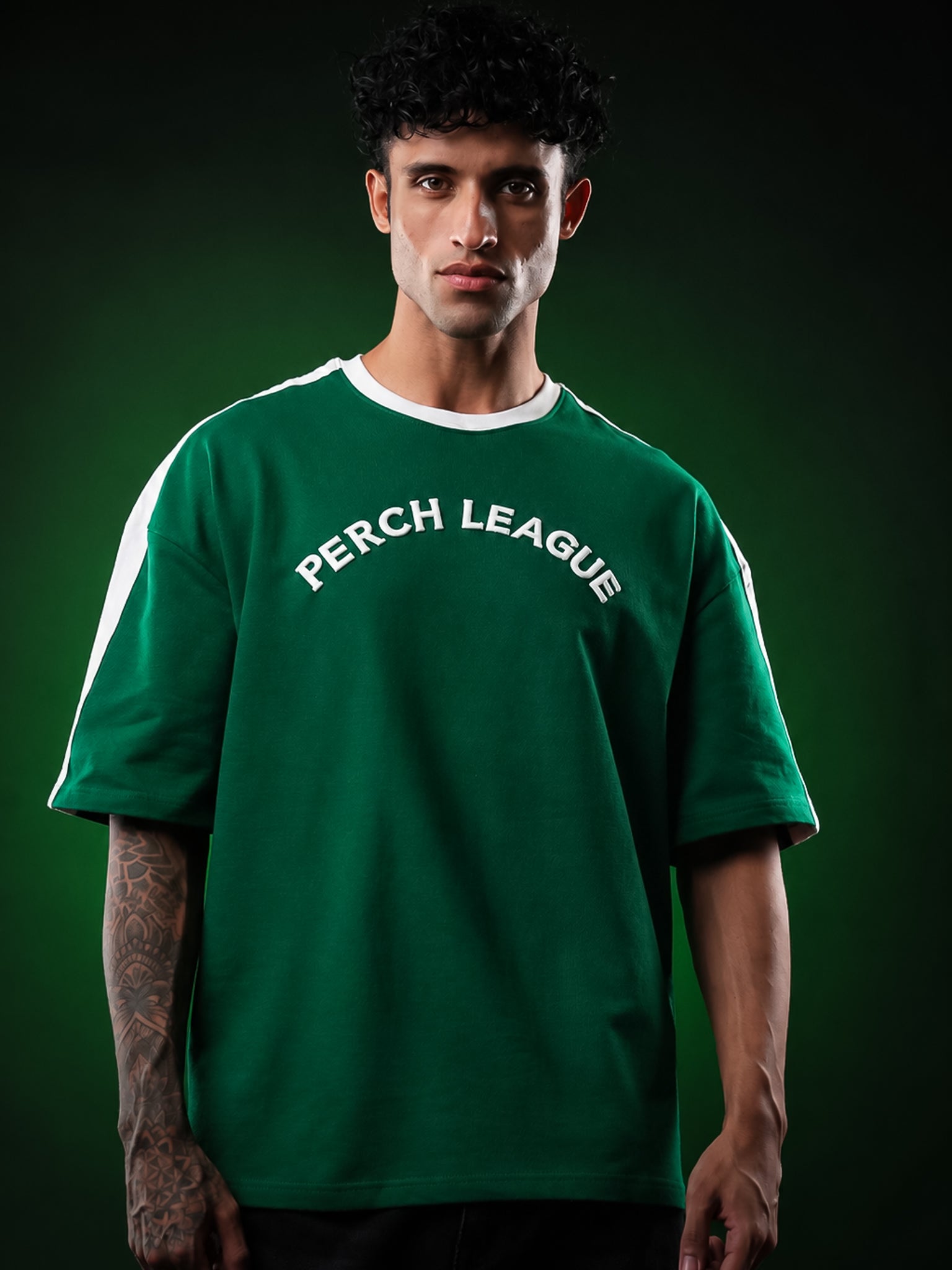 Forest Green Perch League Cotton Oversized Tshirt for Men & Women