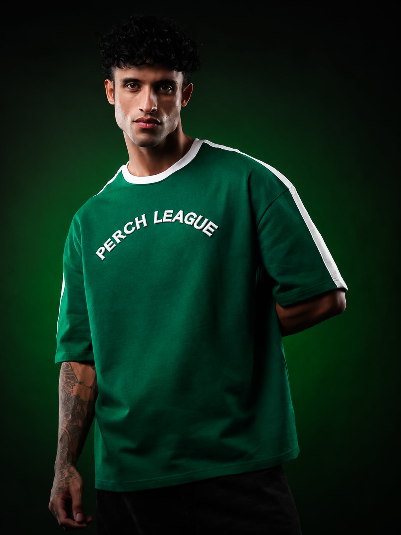 Forest Green Perch League Cotton Oversized Tshirt for Men & Women