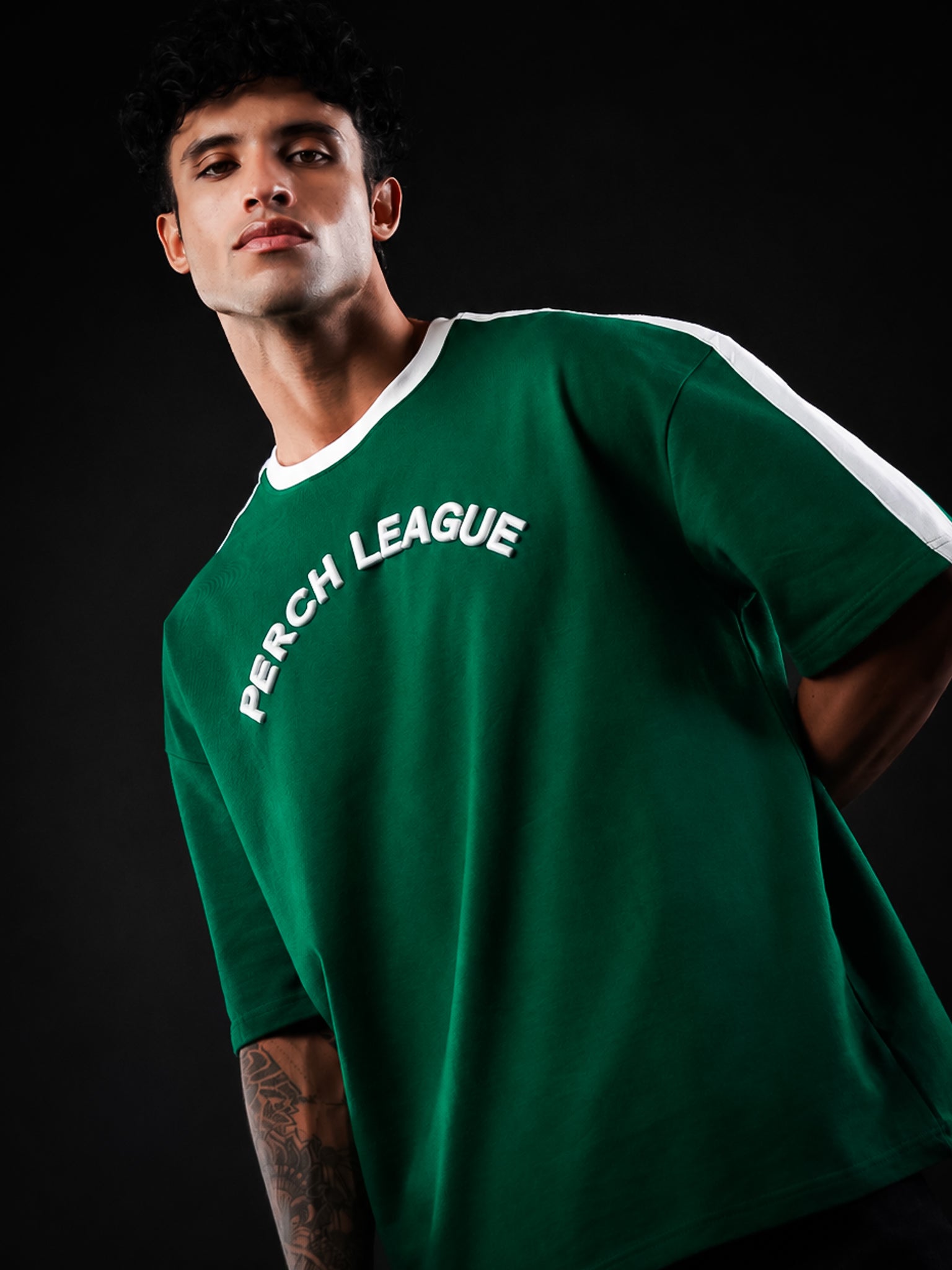 Forest Green Perch League Cotton Oversized Tshirt for Men & Women
