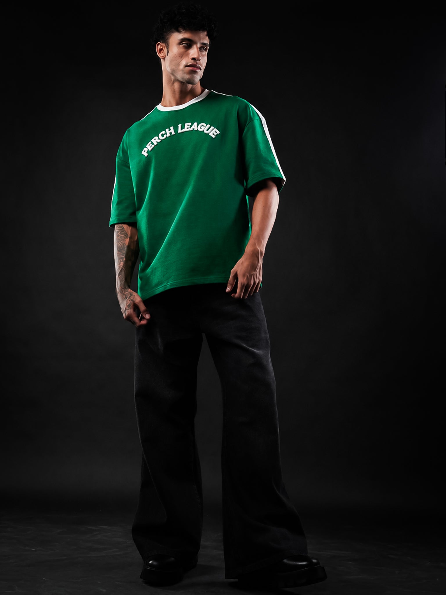 Forest Green Perch League Cotton Oversized Tshirt for Men & Women