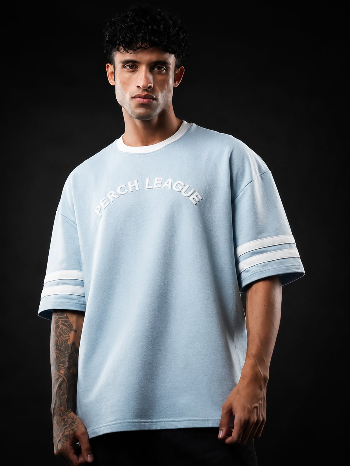 Sky Blue League Cotton Oversized Tshirt for Men & Women